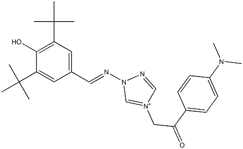 4-[(p-(Dimethylamino)phenylcarbonyl)methyl]-1-[4-hydroxy-3,5-di(tert-butyl)benzylideneamino]-1H-1,2,4-triazol-4-ium 结构式