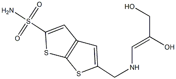 5-[(2,3-Dihydroxy-1-propenylamino)methyl]thieno[2,3-b]thiophene-2-sulfonamide 结构式