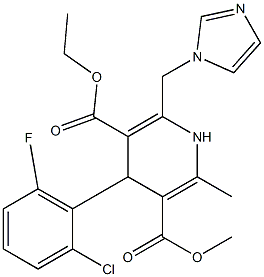 6-(1H-Imidazol-1-ylmethyl)-4-(2-chloro-6-fluorophenyl)-2-methyl-1,4-dihydropyridine-3,5-dicarboxylic acid 3-methyl 5-ethyl ester 结构式