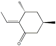 (2E,3R,5R)-2-Ethylidene-3,5-dimethylcyclohexan-1-one 结构式