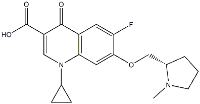 7-[[(2S)-1-Methyl-2-pyrrolidinyl]methoxy]-1-cyclopropyl-6-fluoro-1,4-dihydro-4-oxoquinoline-3-carboxylic acid 结构式