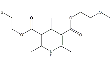 2,6-Dimethyl-4-methyl-1,4-dihydropyridine-3,5-dicarboxylic acid 3-[2-(methylthio)ethyl]5-(2-methoxyethyl) ester 结构式