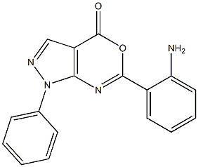 1-Phenyl-6-(2-aminophenyl)pyrazolo[3,4-d][1,3]oxazin-4(1H)-one 结构式