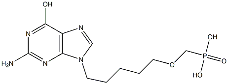 [5-(2-Amino-6-hydroxy-9H-purin-9-yl)pentyloxy]methylphosphonic acid 结构式