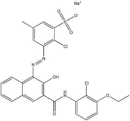 2-Chloro-5-methyl-3-[[3-[[(2-chloro-3-ethoxyphenyl)amino]carbonyl]-2-hydroxy-1-naphtyl]azo]benzenesulfonic acid sodium salt 结构式