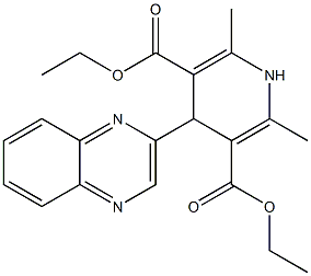 1,4-Dihydro-4-[[quinoxalin]-2-yl]-2,6-dimethylpyridine-3,5-dicarboxylic acid diethyl ester 结构式