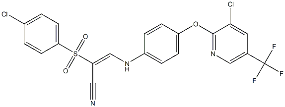 2-((4-Chlorophenyl)sulfonyl)-3-((4-(3-chloro-5-(trifluoromethyl)(2-pyridyloxy))phenyl)amino)prop-2-enenitrile 结构式