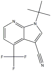 1-(tert-Butyl)-4-(trifluoromethyl)-1H-pyrrolo-[2,3-b]pyridine-3-carbonitrile 结构式