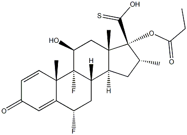 6A,9A-DIFLUORO-11BETA-HYDROXY-16A-METHYL-3-OXO-17A-(PROPIONYLOXY)-ANDROSTA-1,4-DIENE-17BETA-CARBOTHIOIC ACID 结构式