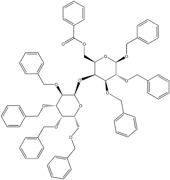 BENZYL 4-O-(2,3,4,6-TETRA-O-BENZYL ALPHA-D-GALACTOPYRANOSYL)-2,3-DI-O-BENZYL-6-O-BENZOYL-BETA-D-GALACTOPYRANOSIDE 结构式