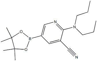 2-(dipropylamino)-5-(4,4,5,5-tetramethyl-1,3,2-dioxaborolan-2-yl)pyridine-3-carbonitrile 结构式