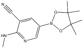 5-(4,4,5,5-tetramethyl-1,3,2-dioxaborolan-2-yl)-2-(methylamino)pyridine-3-carbonitrile 结构式