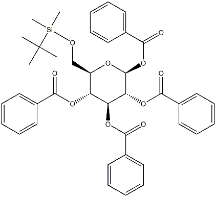 1,2,3,4-Tetra-O-benzoyl-6-O-tert-butyldimethylsilyl-b-D-glucopyranose 结构式