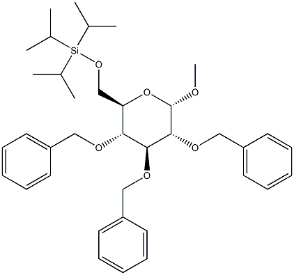 Methyl 2,3,4-tri-O-benzyl-6-O-triisopropylsilyl-a-D-glucopyranoside 结构式