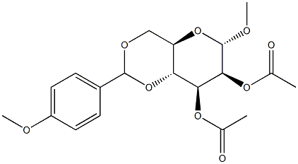 Methyl 2,3-di-O-acetyl-4,6-O-(4-methoxybenzylidene)-a-D-mannopyranoside 结构式