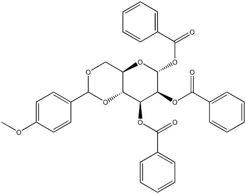 1,2,3-Tri-O-benzoyl-4,6-O-(4-methoxybenzylidene)-a-D-mannopyranose 结构式