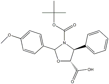 (4S,5R)-N-叔丁氧羰基-2-对甲氧苯基-4-苯基-5-羧基-1,3-氧氮杂环戊烷 结构式