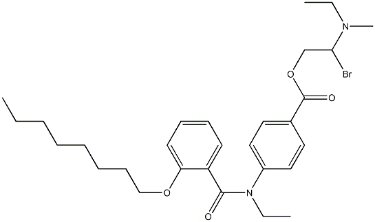 溴化N,N-二乙基-N-甲基-2-[4-(2-辛氧基苯甲酰基)氨基]苯甲酰氧基乙胺 结构式