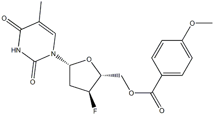 5'-O-p-Anisoyl-3'-fluoro-3'-deoxythymidine 结构式