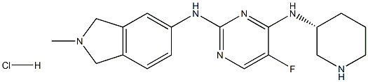 (R)-5-fluoro-N2-(2-methylisoindolin-5-yl)-N4-(piperidin-3-yl)pyrimidine-2,4-diamine hydrochloride 结构式