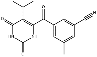 3-(5-异丙基-2,6-二氧代-1,2,3,6-四氢嘧啶-4-羰基)-5-甲基苯甲腈 结构式