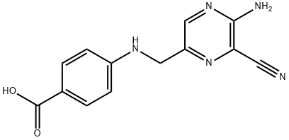 4-[N-(2-氨基-3-氰基-5-吡嗪基甲基)氨基]苯甲酸 结构式