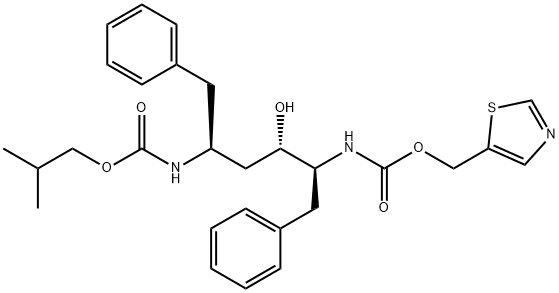 Carbamic acid, N-[(1S,2S,4S)-2-hydroxy-4-[[(2-methylpropoxy)carbonyl]amino]-5-phenyl-1-(phenylmethyl)pentyl]-, 5-thiazolylmethyl ester 结构式