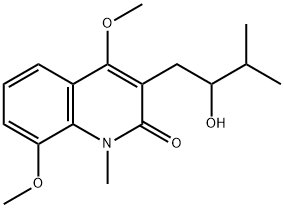 2(1H)-Quinolinone, 3-(2-hydroxy-3-methylbutyl)-4,8-dimethoxy-1-methyl- 结构式