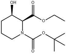 rel-1-(tert-butyl) 2-ethyl (2R,3S)-3-hydroxypiperidine-1,2-dicarboxylate 结构式