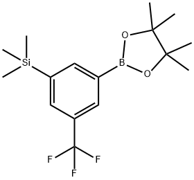 1,3,2-Dioxaborolane, 4,4,5,5-tetramethyl-2-[3-(trifluoromethyl)-5-(trimethylsilyl)phenyl]- 结构式