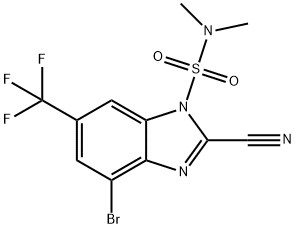 4-溴-2-氰基-N,N-二甲基-6-(三氟甲基)-1H-苯并[D]咪唑-1-磺酰胺 结构式