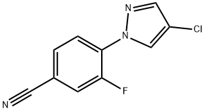 4-(4-氯-1H-吡唑-1-基)-3-氟苯甲腈 结构式