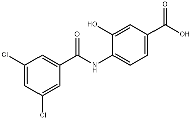 4-(3,5-二氯苯甲酰胺)-3-羟基苯甲酸 结构式