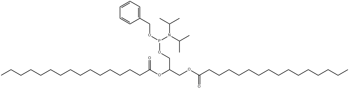 Hexadecanoic acid, (1R)-1-bis(1-methylethyl)amino(phenylmethoxy)phosphinooxymethyl-1,2-ethanediyl ester 结构式