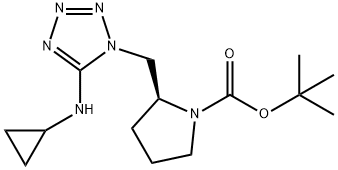 叔丁基(2S)-2-{[5-(环丙基氨基)-1H-1,2,3,4-四唑-1-基]甲基}吡咯烷-1-羧酸酯 结构式