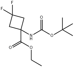 Cyclobutanecarboxylic acid, 1-[[(1,1-dimethylethoxy)carbonyl]amino]-3,3-difluoro-, ethyl ester 结构式