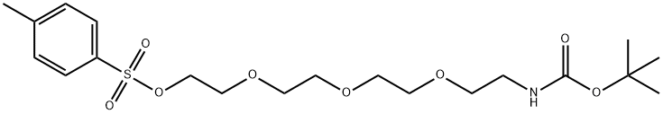 5,8,11-Trioxa-2-azatridecanoic acid, 13-[[(4-methylphenyl)sulfonyl]oxy]-, 1,1-dimethylethyl ester 结构式