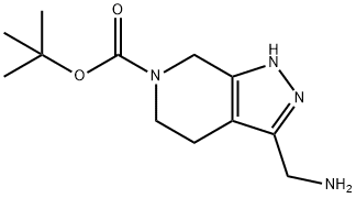 叔-丁基 3-(氨基甲基)-4,5-二氢-1H-吡唑并[3,4-C]吡啶-6(7H)-甲酸基酯 结构式