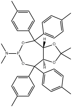 (3AR,8AR)-四氢-N,N,2,2-四甲基-4,4,8,8-四(对甲基苯)-1,3-二噁唑并[4,5-E][1,3,2]二氧膦-6-胺 结构式