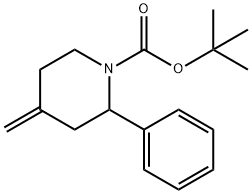 1-Piperidinecarboxylic acid, 4-methylene-2-phenyl-, 1,1-dimethylethyl ester 结构式