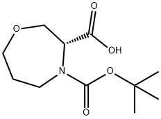 (R)-4-(叔丁氧基羰基)-1,4-氧氮杂环庚烷-3-羧酸 结构式