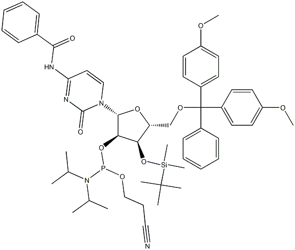 3'-TBDMS-BZ-RC 亚磷酰胺单体 结构式