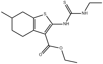Benzo[b]thiophene-3-carboxylic acid, 2-[[(ethylamino)thioxomethyl]amino]-4,5,6,7-tetrahydro-6-methyl-, ethyl ester 结构式