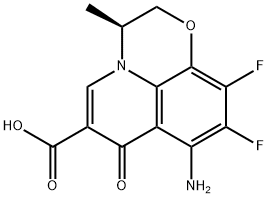 (3S)-8-氨基-9,10-二氟-2,3-二氢-3-甲基-7-氧代-7H-吡啶并[1,2,3-de]-1,4-苯并恶嗪-6-羧酸 结构式