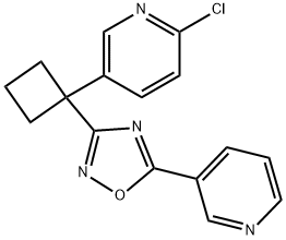 Pyridine, 2-chloro-5-[1-[5-(3-pyridinyl)-1,2,4-oxadiazol-3-yl]cyclobutyl]- 结构式