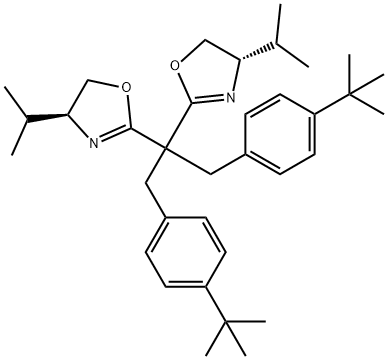 (4S,4'S)-2,2'-[2-[4-(1,1-dimethylethyl)phenyl]-1-
[[4-(1,1-
dimethylethyl)phenyl]methyl]ethylidene]bis[4,5-
dihydro-4-(1-methylethyl)-Oxazole 结构式