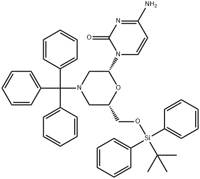 7-O-(tert-butyldiphenylsilyl)-N-trityl morpholinocytidine 结构式
