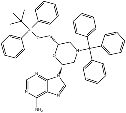 7-O-(tert-butyldiphenylsilyl)-N-trityl morpholinoadenosine 结构式