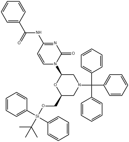 N-benzoyl-7-O-(tert-butyldiphenylsilyl)-N-trityl morpholinocytidine 结构式