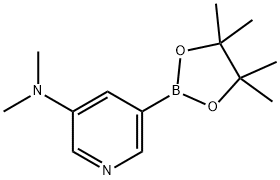N,N-二甲基-5-(4,4,5,5-四甲基-1,3,2-二氧杂环戊硼烷-2-基)吡啶-3-胺 结构式